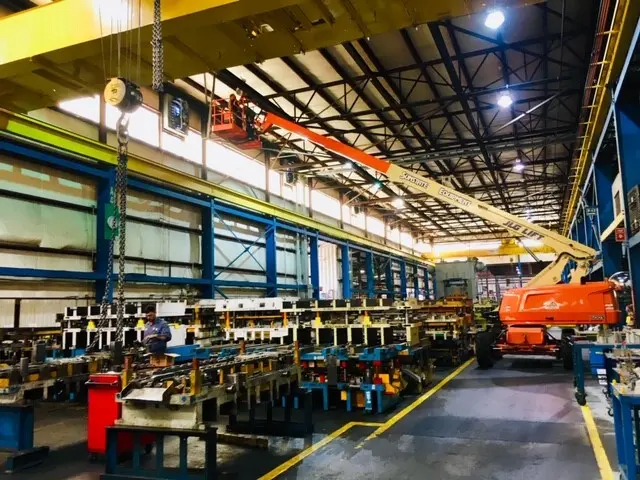Boom at a manufacturing plant